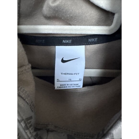 Nike Men's Beige Thermo Sz XL ALL Over Print Training Hoodie Pocket Sweatshirt - Picture 2 of 7